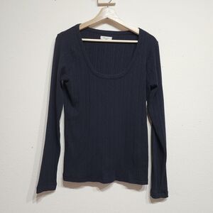 Madewell Ribbed Long-Sleeve Scoop Neck Top – Size Large